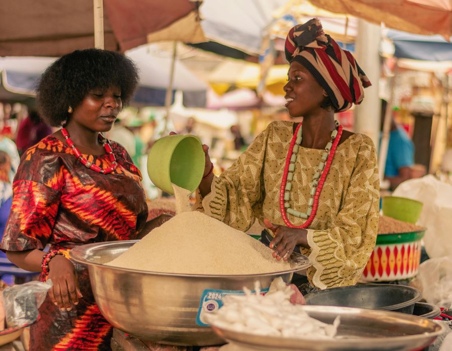 Grain trading in an East African market